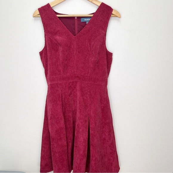 ModCloth Utmost Allure Corduroy A-Line‎ Dress Pockets Wine Red size 2 - Picture 7 of 7